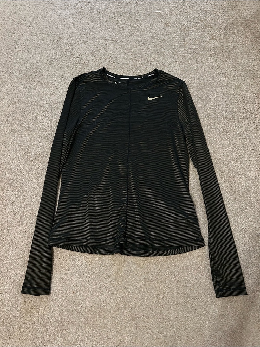 Nike Running Black & Gold Long Sleeve Tee